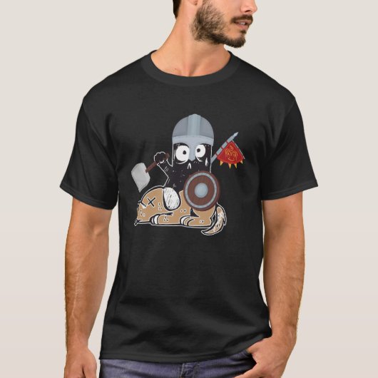 T-shirt Crazy Cat Viking Thor Cat With Hammer  2 (Devant)