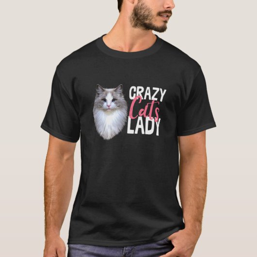 T-shirt Crazy Cats Lady Feline Kitten Adorable nouveauté (Devant)