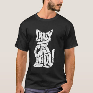 T-shirt Crazy Chat Lady Drôle Filles Femmes Kitty Kitten A