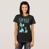 T-shirt Crazy Chat Lady Kitty Kitten Fille Femmes (Devant entier)