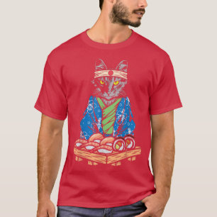 T-shirt Crazy Chat Sushi Lady Japonaise Culture Kitty