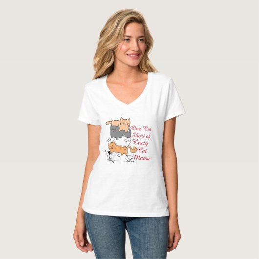 T-shirt Crazy Chats empilés Pile Up Tee, Funny Humour Chat (Devant entier)