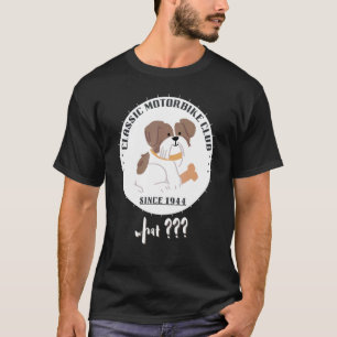T-shirt Crazy Chien Rocker Motorbike Club Avec Joli Chiot 