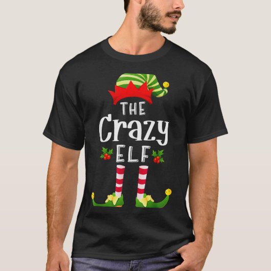 T-shirt Crazy Christmas Elf Matching Pajama X-mas Party  (Devant)