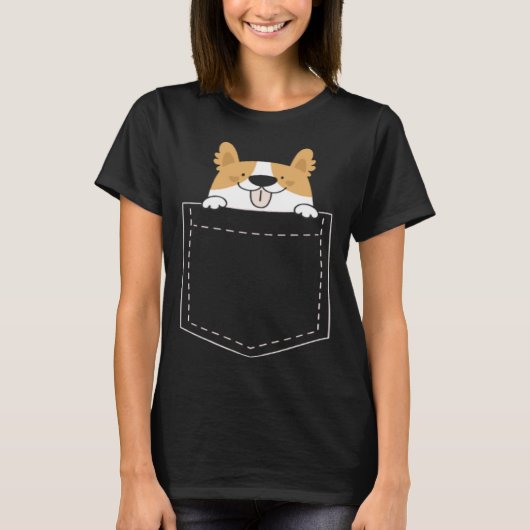 T-shirt Crazy Corgi Lady Pocke (Devant)