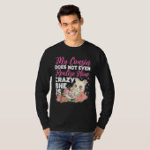 T-shirt Crazy Cousin Cute Chat Avec Roses (Devant entier)