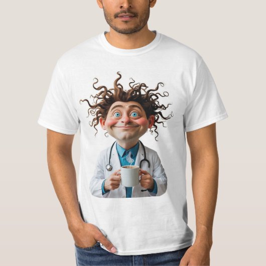 T-shirt Crazy Doctor Coffee Lover Tee (Devant)