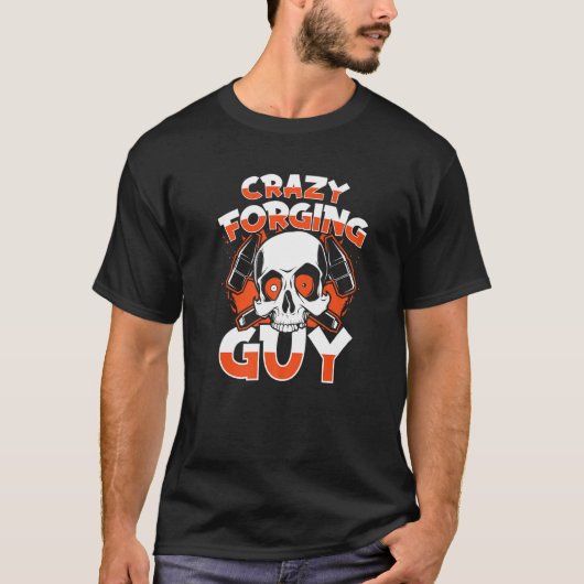 T-shirt Crazy Forging Guy Anvil Hobby Legend Forging Black (Devant)