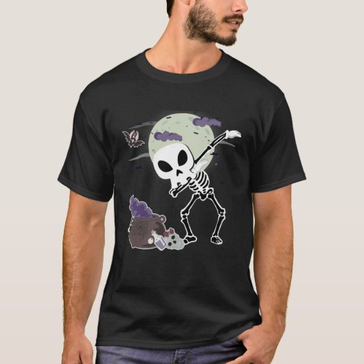 T-shirt Crazy Halloween Alien Skull Dab Kids Skeleton Dabb (Devant)