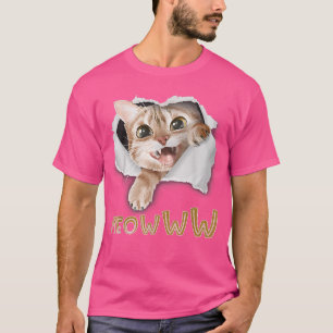 T-shirt Crazy Kitten Torn Cloth Amoureux des chats en colè