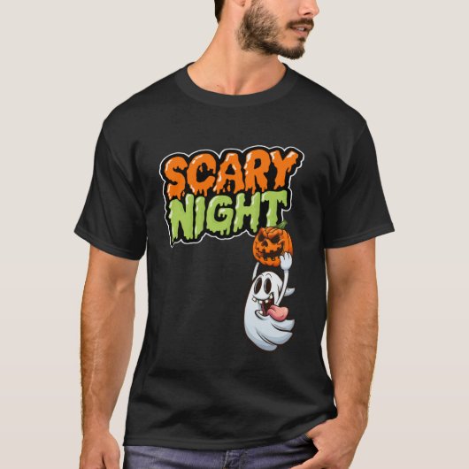 T-shirt Crazy Night Ghost Halloween Costume pour enfants P (Devant)