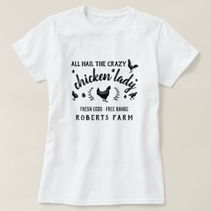 T-shirt Crazy Poule Lady Hen Country Custom Farm