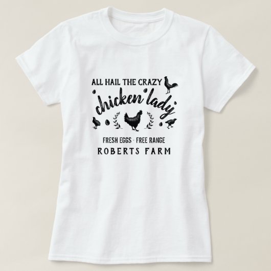 T-shirt Crazy Poule Lady Hen Country Custom Farm (Design devant)
