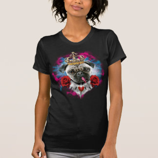 T-shirt Crazy Pug King/carlin the avec des roses +