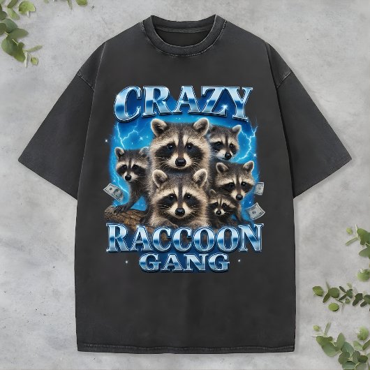 T-shirt Crazy Raccoon Gang Bootleg Funny Animal Rap Tee