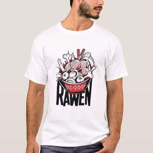 T-shirt Crazy Ramen Noodle Design Zombie (Devant)
