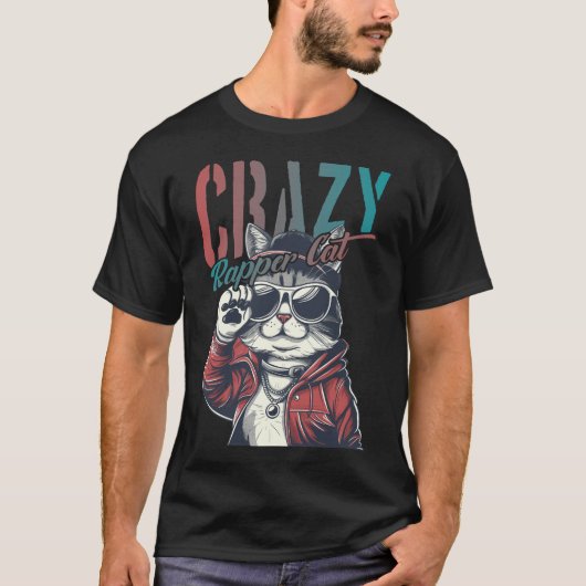 T-shirt Crazy Rapper Cat (Devant)