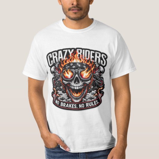 T-shirt Crazy Riders - Bold Biker Spirit Graphic Tee | Rid (Devant)