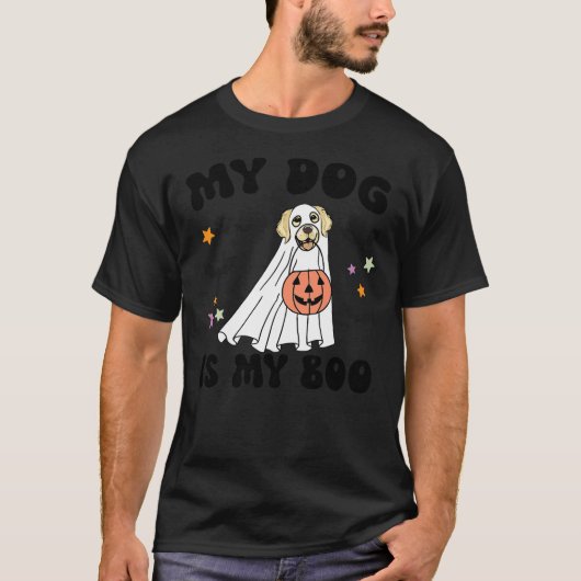 T-shirt Cream Golden Retriever Is My Boo Dog Lover Hallowe (Devant)