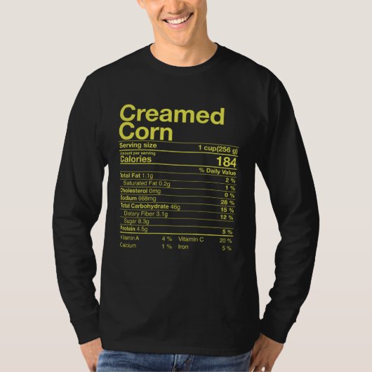 T-shirt Creamed Corn Nutrition Facts Thanksgiving  Turkey  (Devant)
