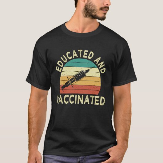 T-shirt Created and vaccinated fun pro vaccination (Devant)