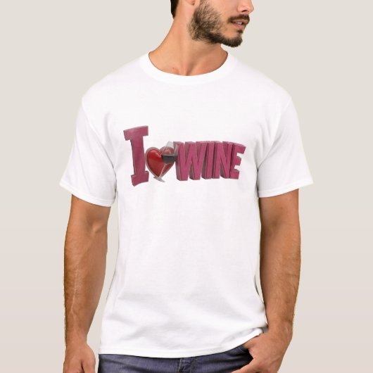 T-shirt Créatif Rose I LOVEW WINE Style Déclaration (Devant)