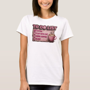 T-shirt Création artistique COFFEE PLAY WITH CAT Rose Cool