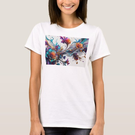 T-shirt Création d'art abstrait argenté accrocheuse (Devant)