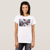 T-shirt Création d'art abstrait argenté accrocheuse (Devant entier)