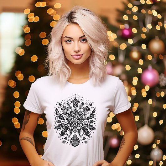 T-shirt Création de Noël noir et blanc