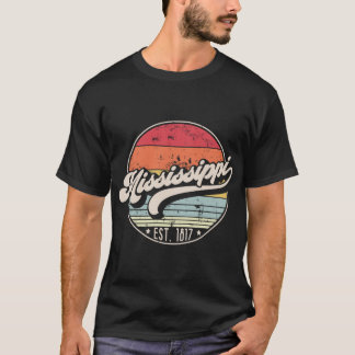 T-shirt Création de soleil couchant en détresse Retro Miss