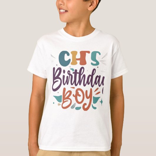 T-shirt Création de texte multicouleur pour garçon d'anniv (Devant)