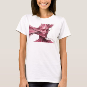 T-shirt Création de visage abstrait rose audacieux