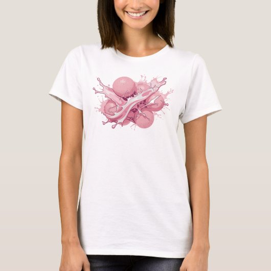 T-shirt Création Déclarée Abstraite Rose Oranges Captivant (Devant)
