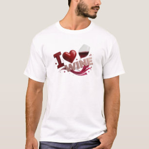 T-shirt Création d'œuvre d'art Unique Rouge I LOVEW WINE