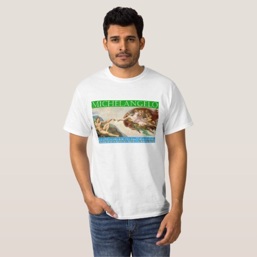 T-shirt Creation of Adam - Michelangelo, Sistine Chapel (Devant entier)