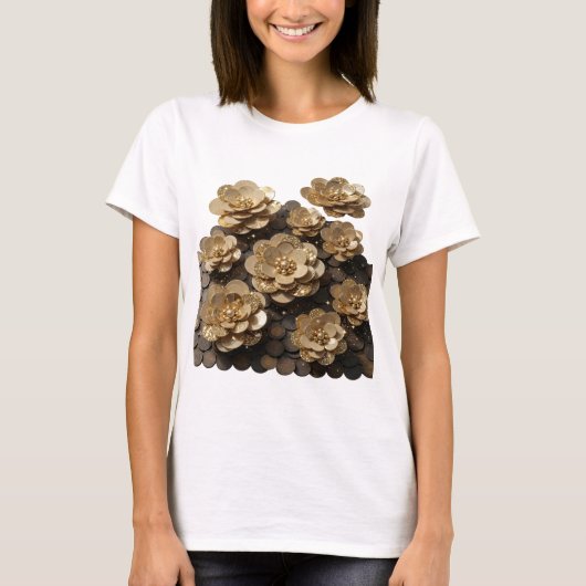 T-shirt Création originale FLEURS D'OR en argent witty (Devant)