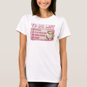 T-shirt Création personnalisée COFFEE PLAY WITH DOG Rose C