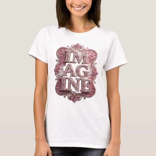T-shirt Création tendance rose IMAGINE Statement Design (Devant)