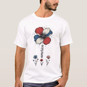 T-shirt Création vectorielle florale patriotique vintage d