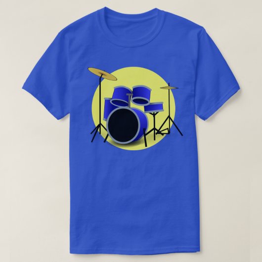 T-SHIRT CRÉATIVE BLUE DRUM SET ET CERCLE JAUNE (Design devant)