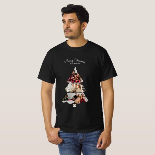T-shirt Creative Modern Christmas Tree Photo Collage (Devant entier)