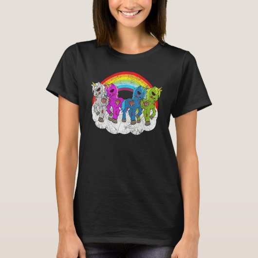 T-shirt Créatures de l'Apocalypse de licorne zombie Hallow (Devant)