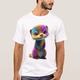 T-shirt Créatures mignonnes à fourrure arc-en-ciel vibrant