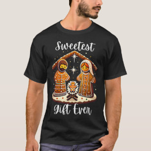 T-shirt Crèche de Noël en pain d'épices la plus douce Jésu