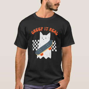 T-shirt Credo It Real Halloween Cat Ghost Skateboard Re