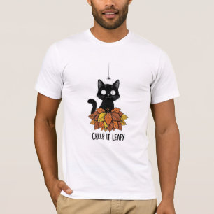 T-shirt Creep It Leafy - Drôle de Chat Noir d'Halloween de