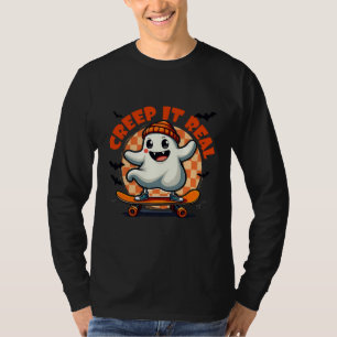 T-shirt Creep it real Éffrayant Halloween Ghost Skate Boar