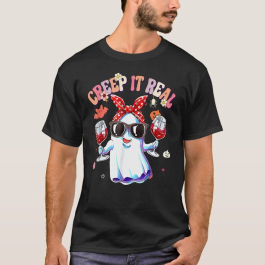 T-shirt Creep It Real Ghost Enfants Garçons Filles Hallowe (Devant)