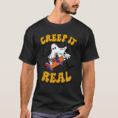 T-shirt Creep It Real Ghost Skate Retro Halloween Fal (Devant)
